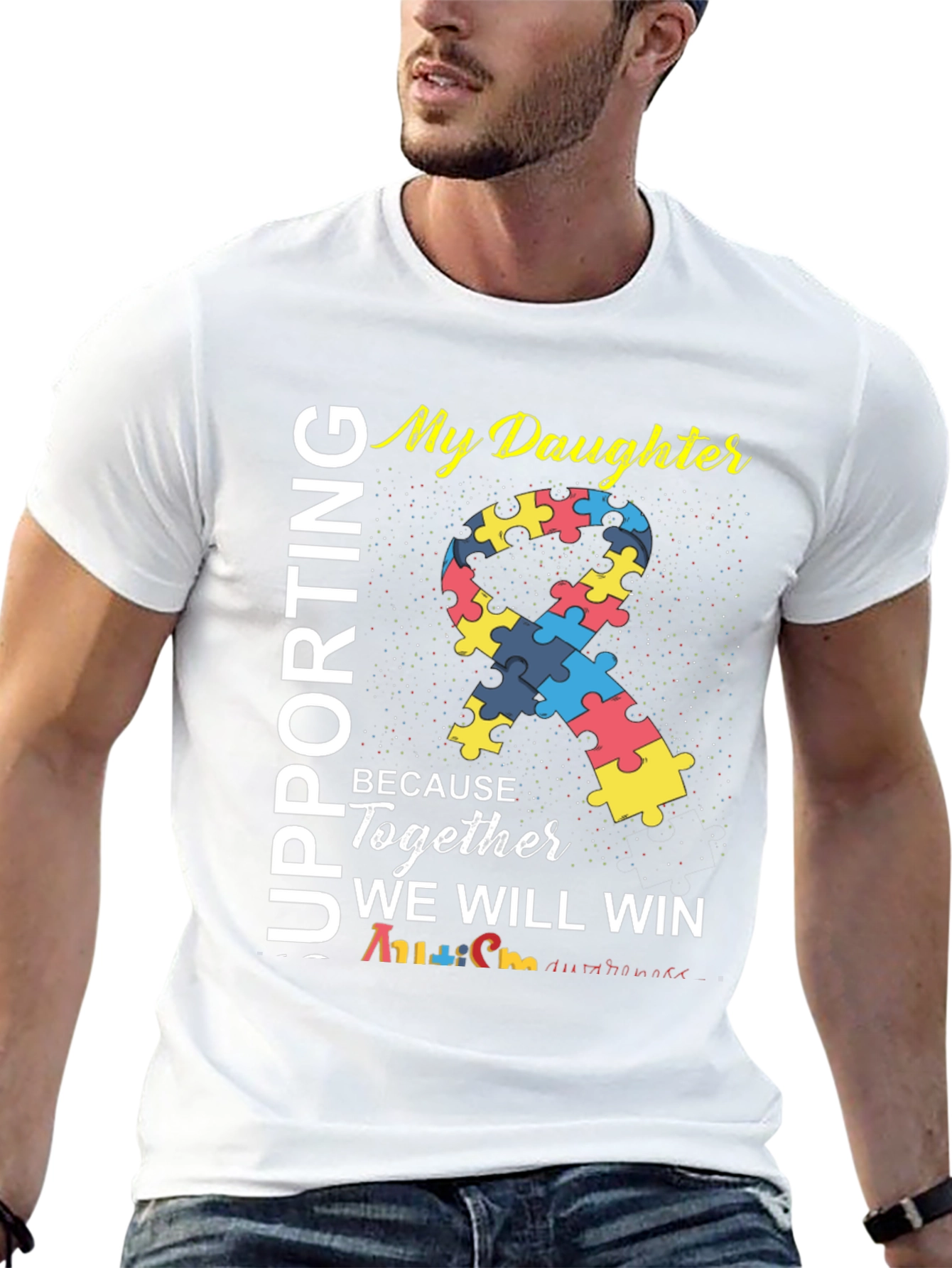 Black Autism Awareness T-Shirt - My Daughter - Together We Will Win view 13