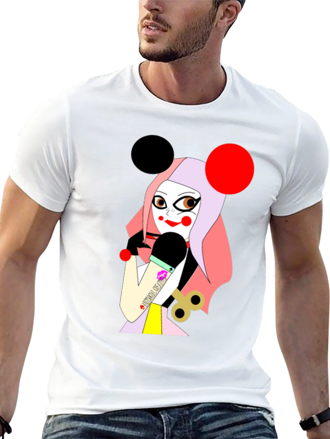 Black Unique Graphic T-Shirt: Cartoon Character view 13