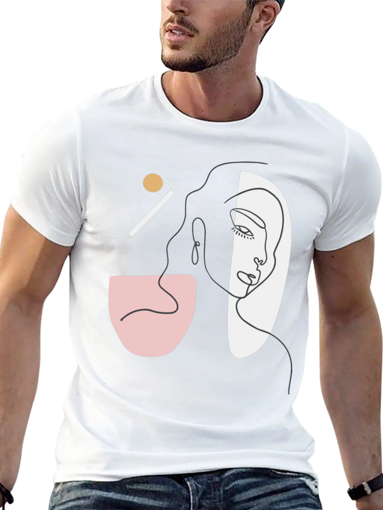 Black Abstract Face Graphic Tee - Modern Art Style view 13