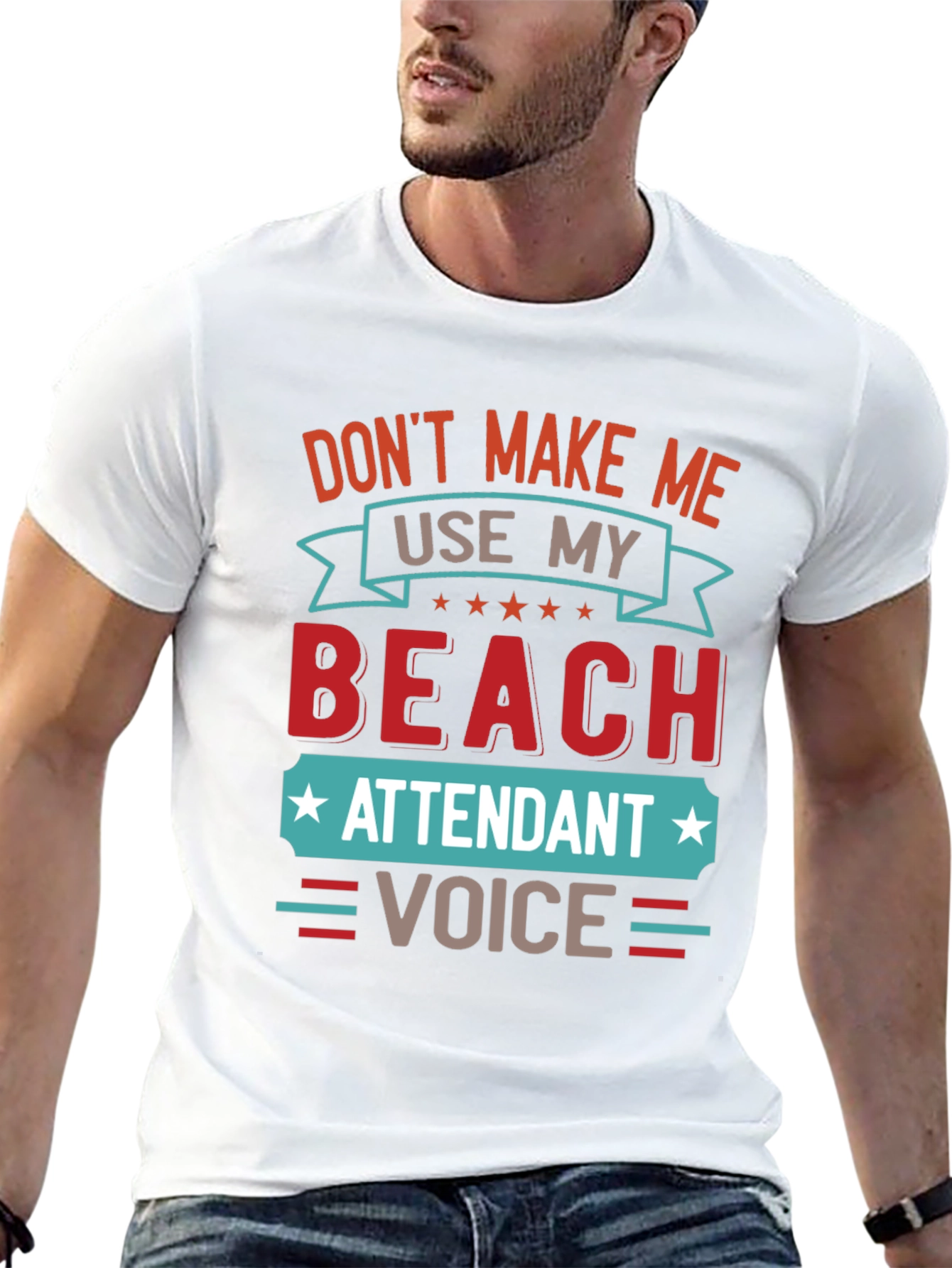 Black Beach Attendant Voice Funny T-Shirt view 13