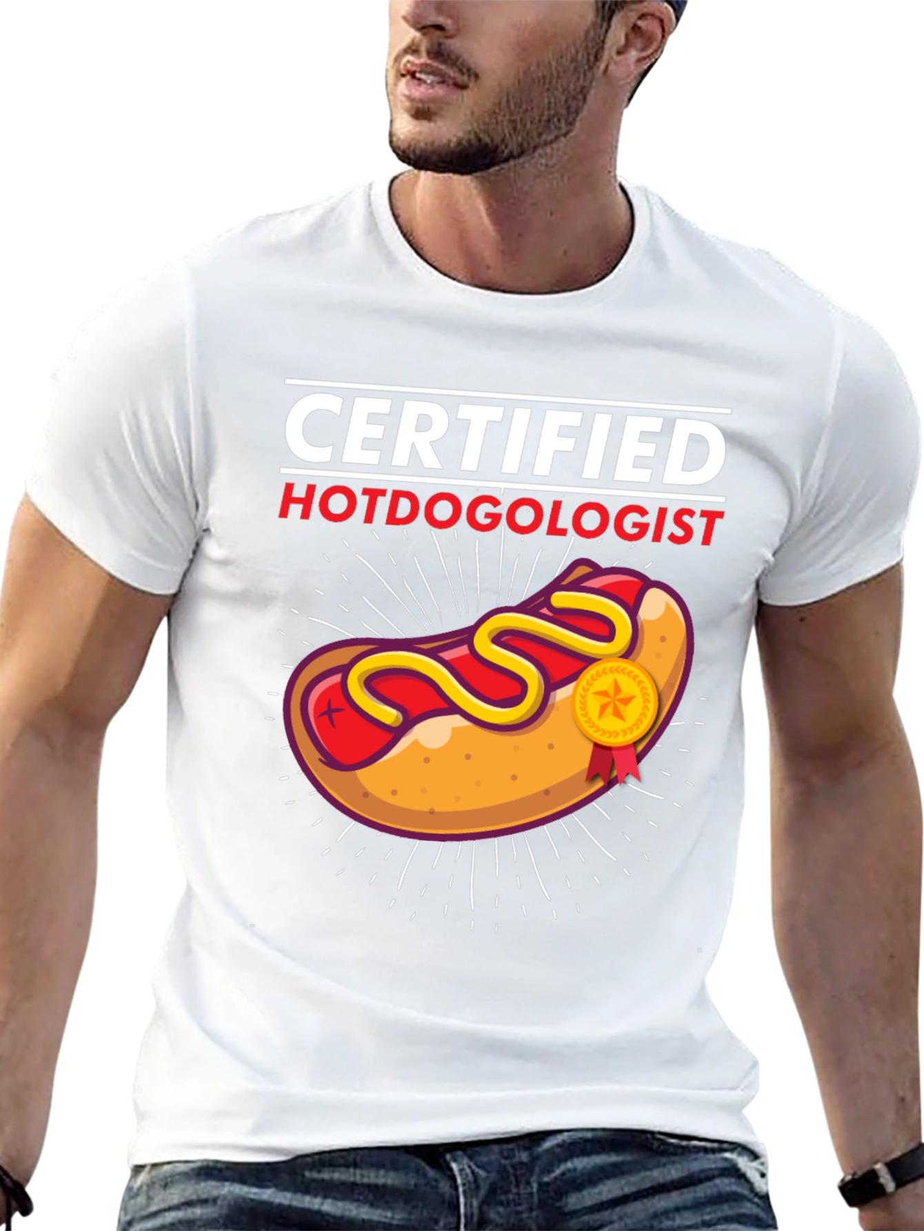 Black Certified Hotdogologist Black Graphic T-Shirt view 13
