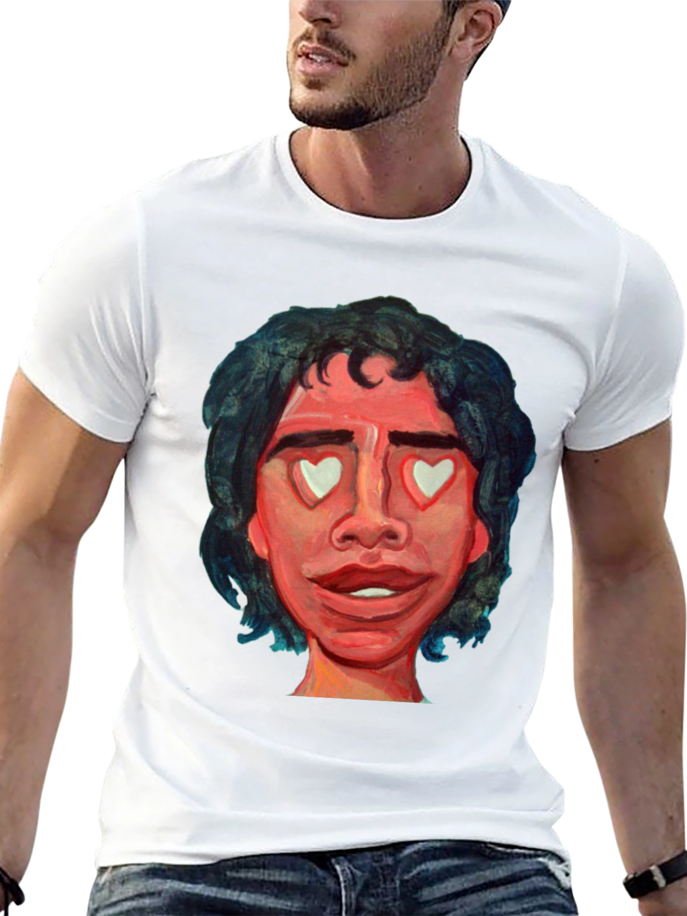 Black Heart Eyes Portrait Graphic Tee - Black view 13