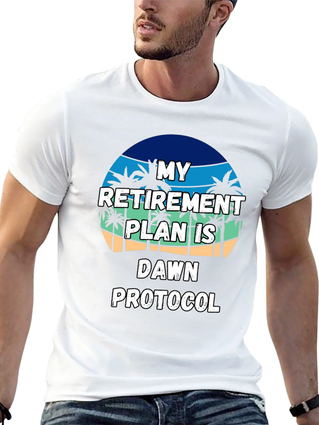 Black Retirement Plan T-Shirt: Dawn Protocol, Beach Vibes view 13