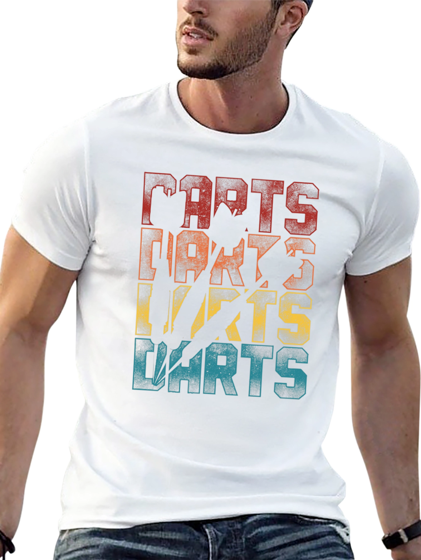 Black Retro Darts T-Shirt | Claw Mark Dart Design view 13