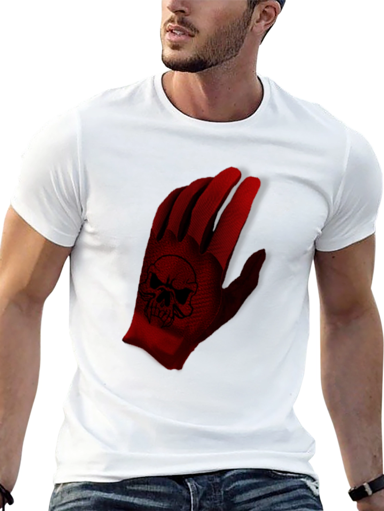 Black Skull Glove Graphic T-Shirt view 13