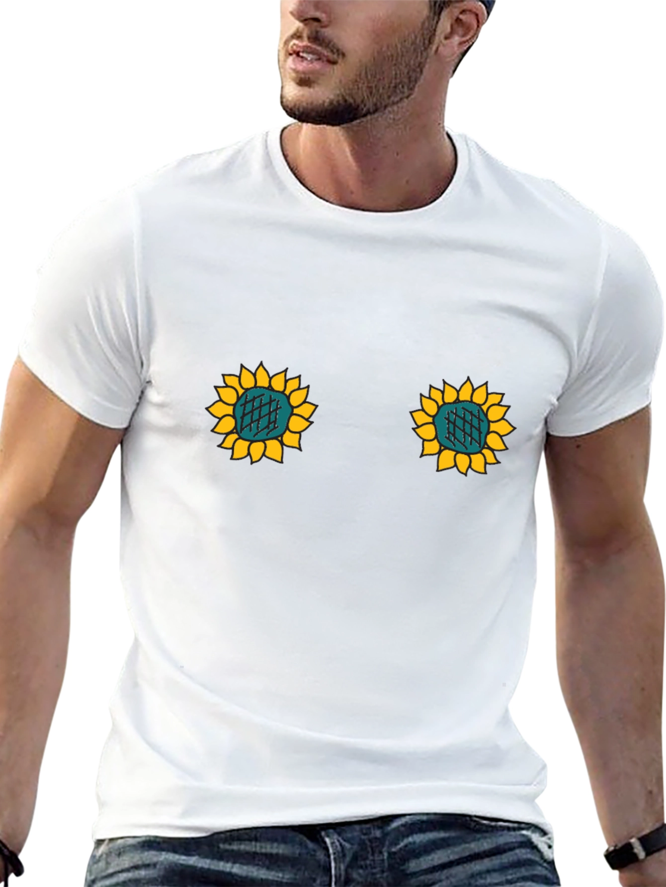 Black Sunflower T-Shirt - Funny Novelty Tee view 13