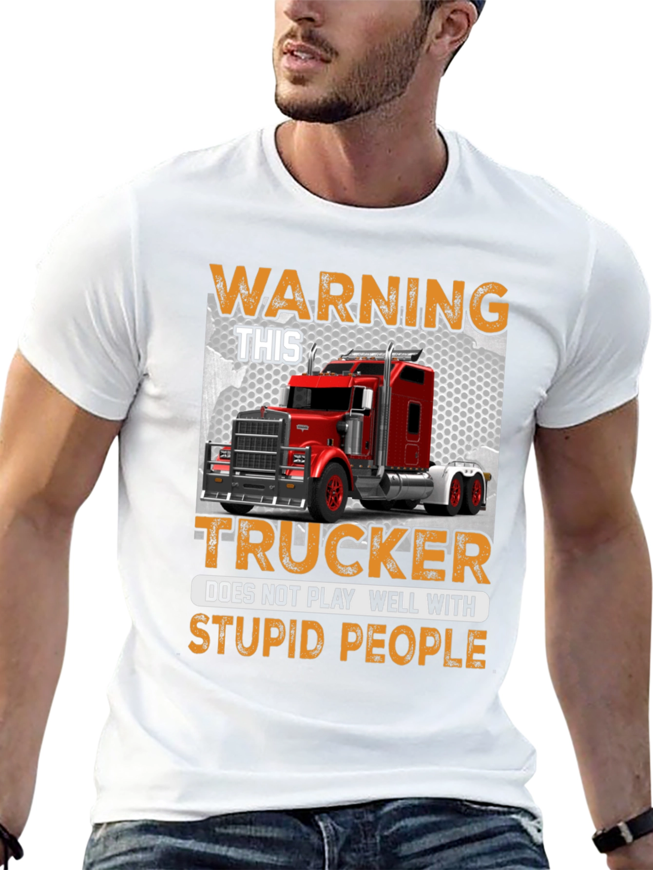 Warning Trucker Graphic Tee - 13