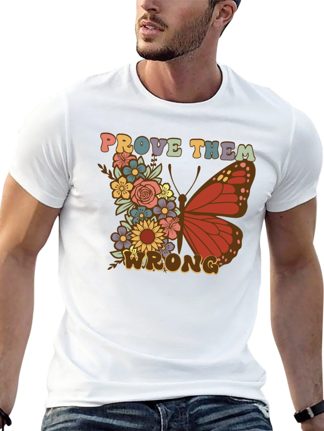 Black Floral Butterfly Prove Them Wrong Graphic Tee view 13