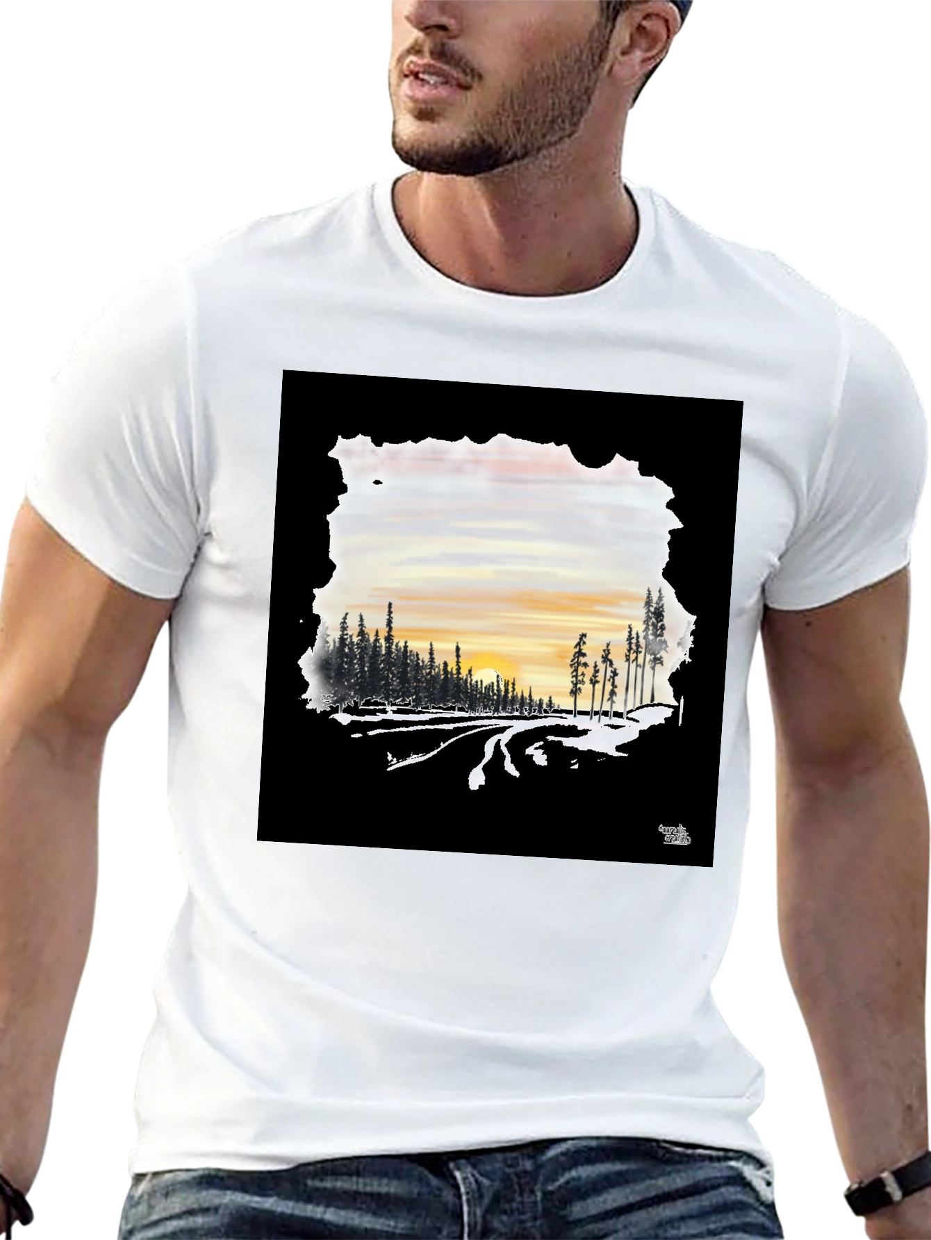 Black Sunset Road Black Graphic Tee view 13