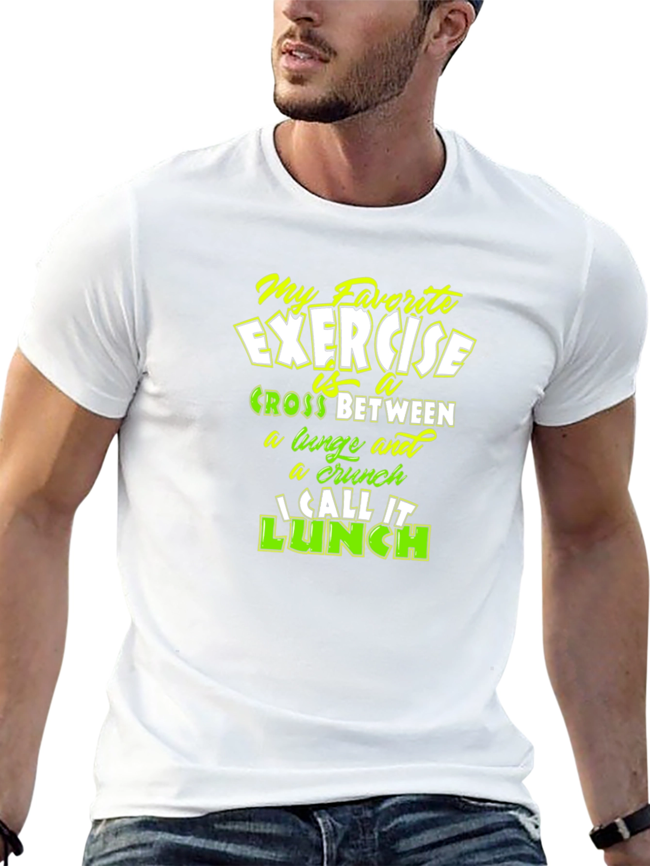 Black Funny Exercise Lunch Black T-Shirt view 13