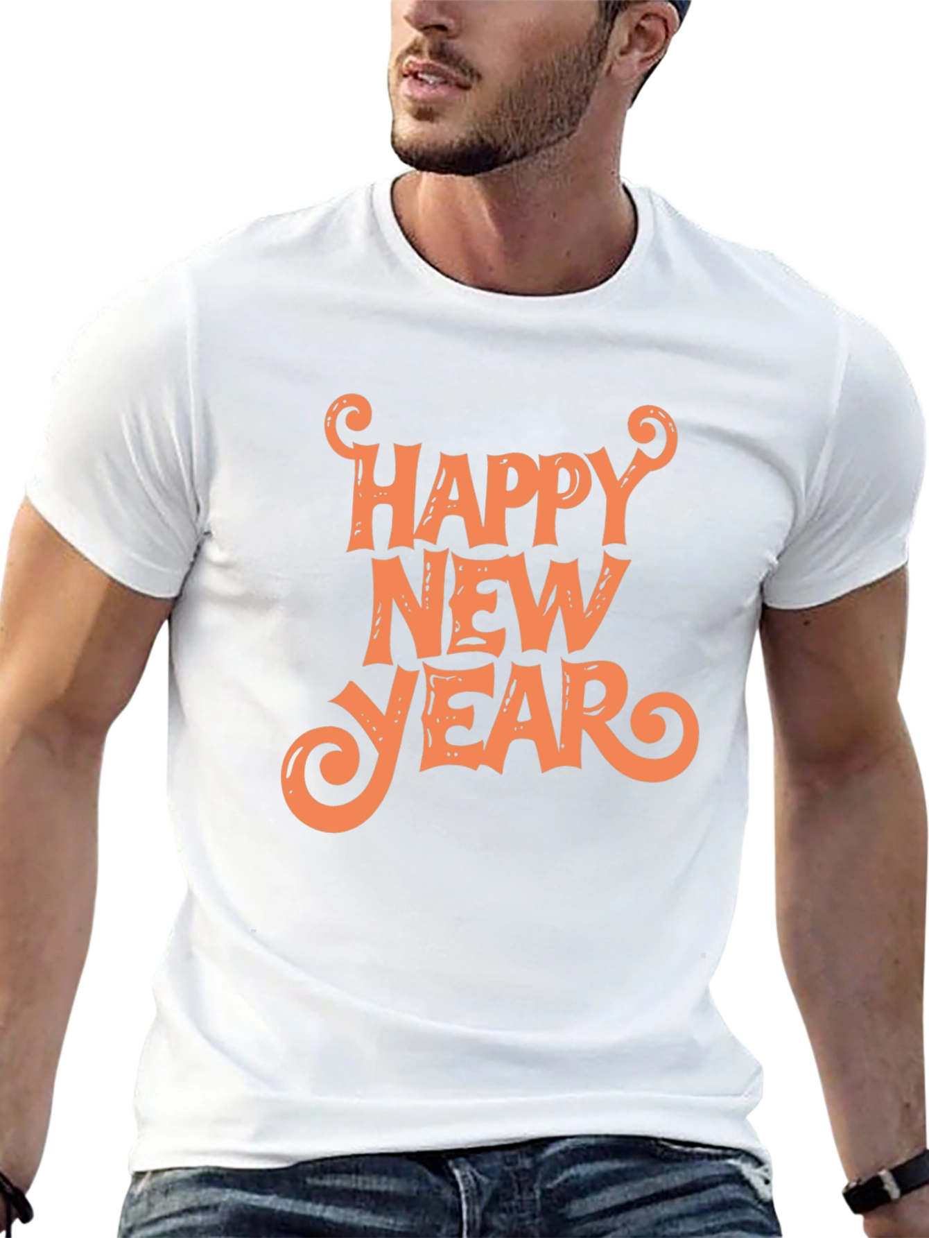 Black Happy New Year Graphic Tee - Black Unisex T-Shirt view 13