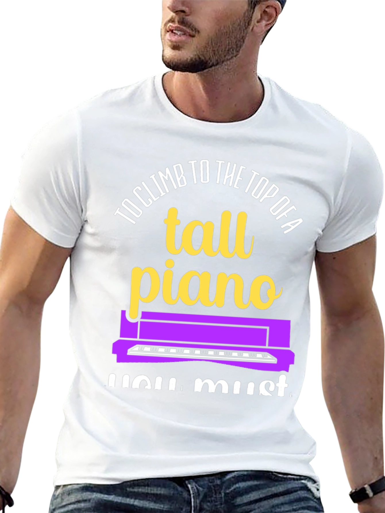 Black Tall Piano Graphic Tee - Musician's Novelty Shirt view 13