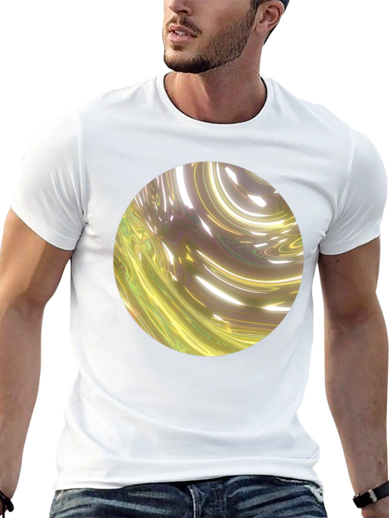 Black Abstract Swirl Graphic Black T-Shirt view 13