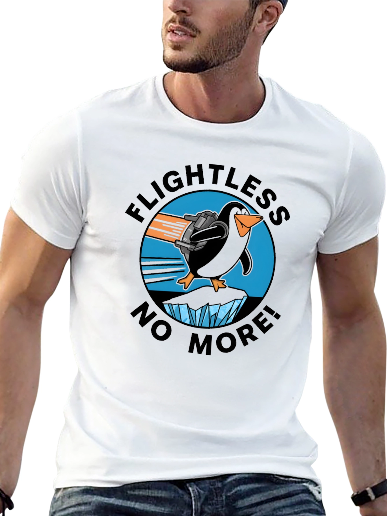 Black Flightless No More Penguin T-Shirt view 13