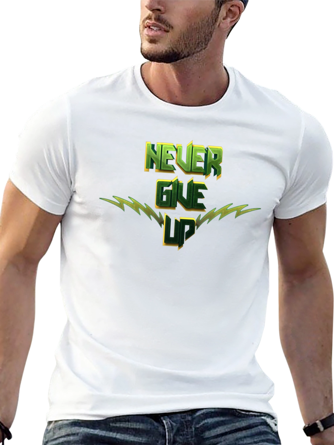 Black Never Give Up Graphic T-Shirt - Motivational Tee view 13