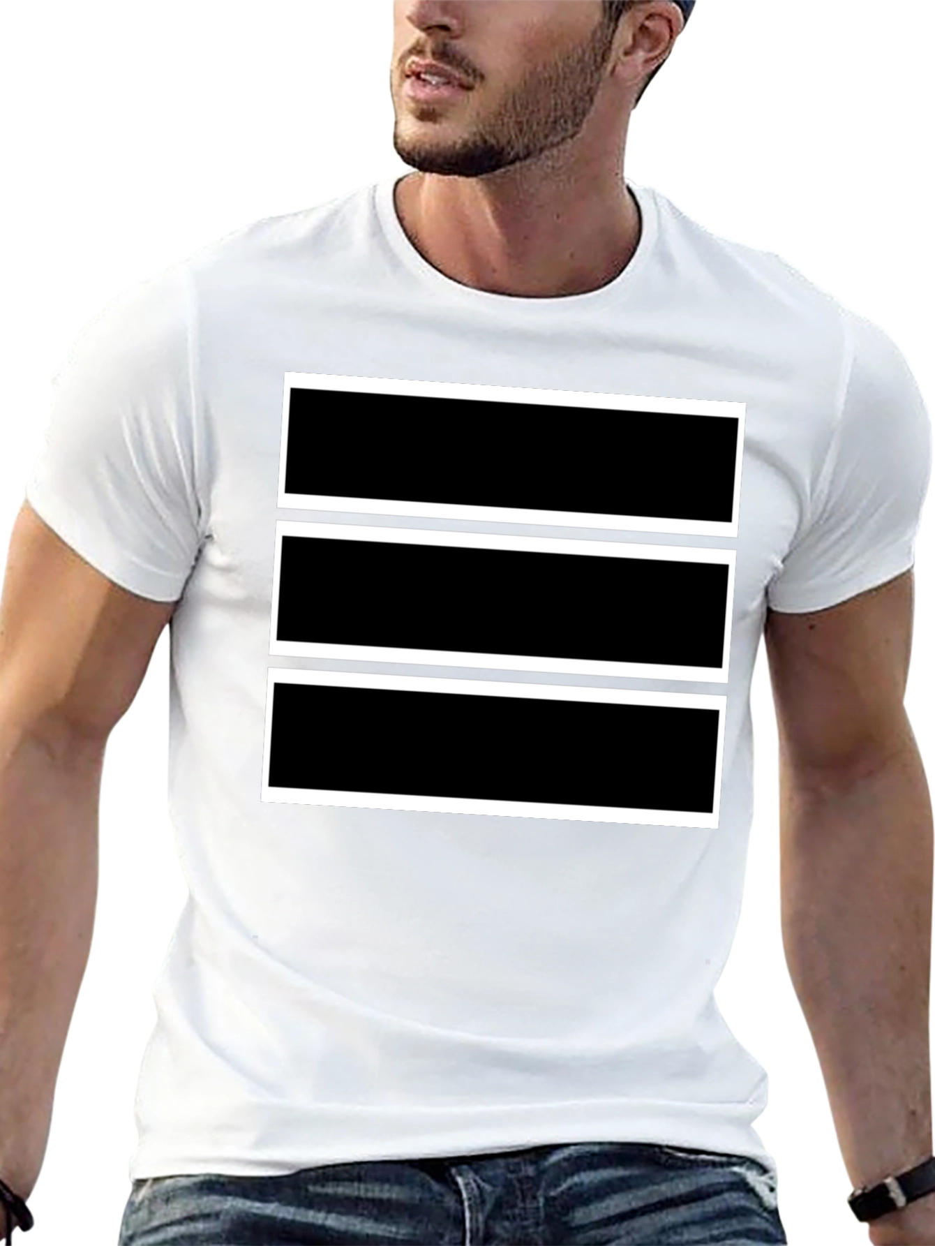 Black Black Tee with Bold Rectangular Design view 13