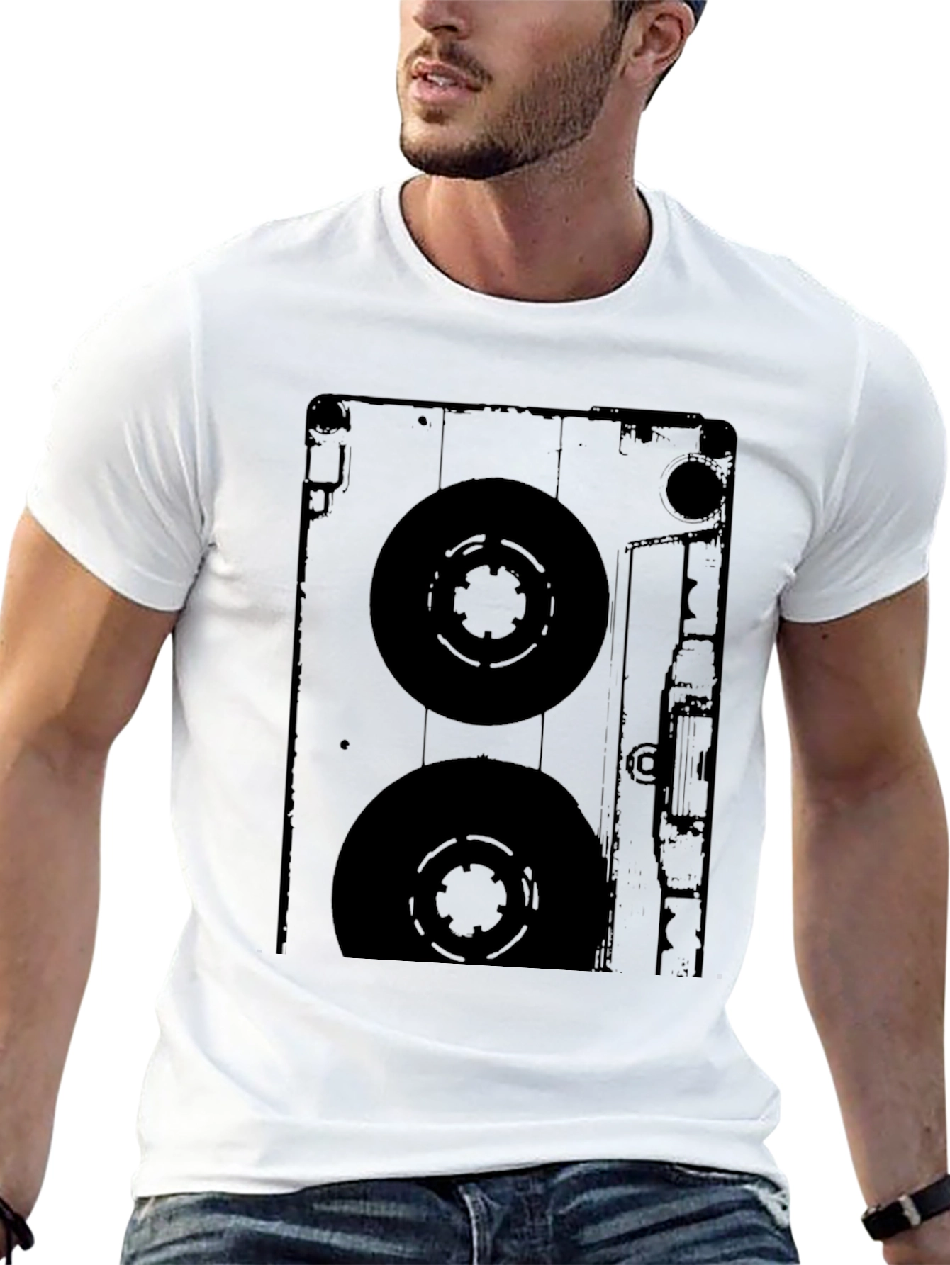 Black Retro Cassette Tape Black Graphic T-Shirt view 13