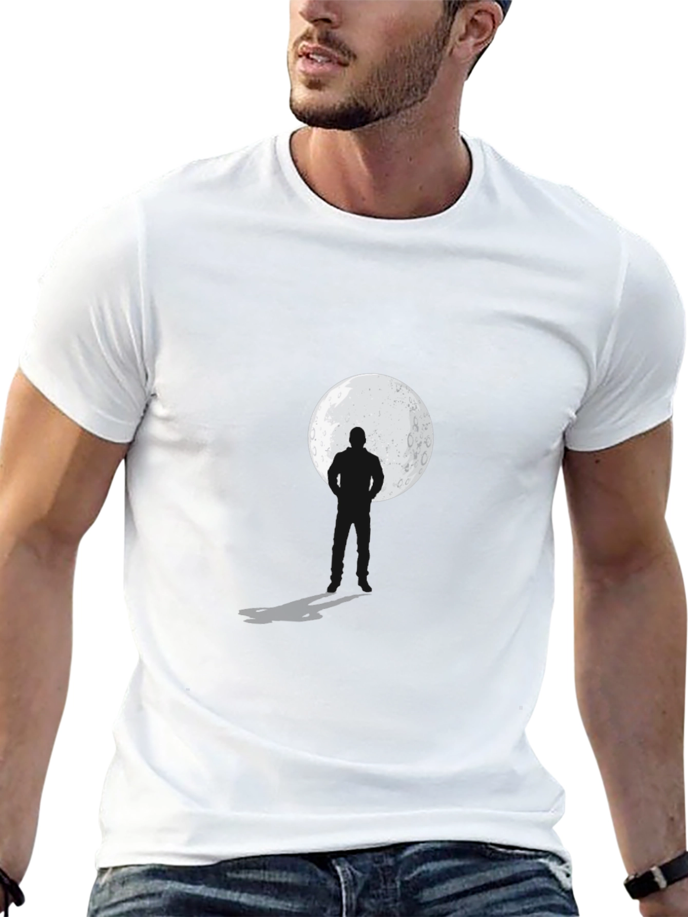 Black Silhouette Moon Graphic Black T-Shirt view 13