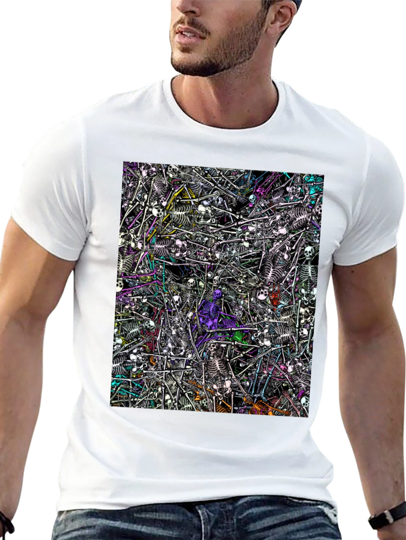 Black Skeleton Pile Graphic Tee - Black view 13