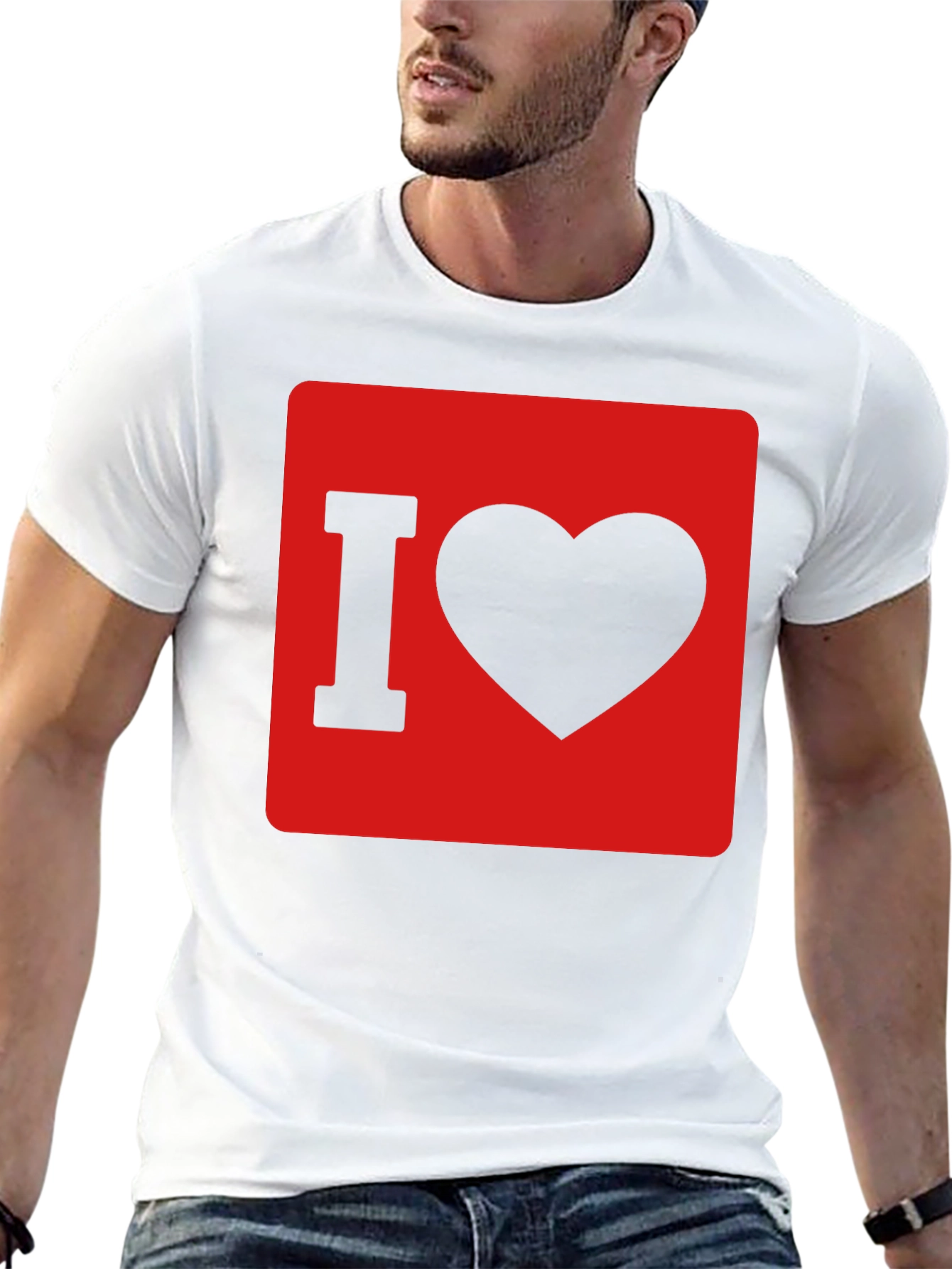 Black I Love Heart Graphic T-Shirt - Black Cotton Tee view 13