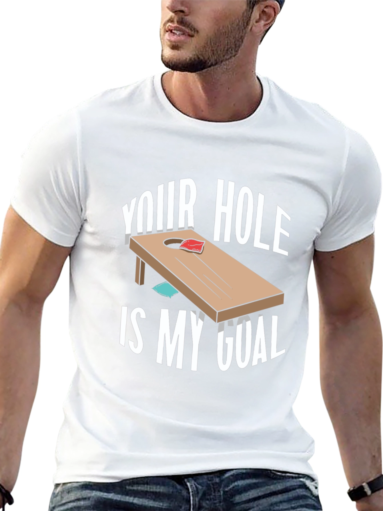 Black Your Hole Is My Goal Cornhole T-Shirt view 13