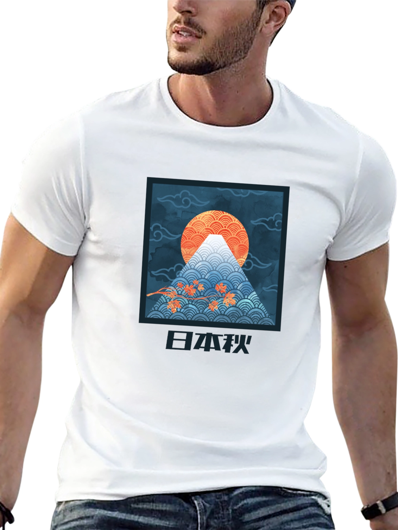 Black Japanese Art Style Graphic T-Shirt - Mount Fuji Design view 13