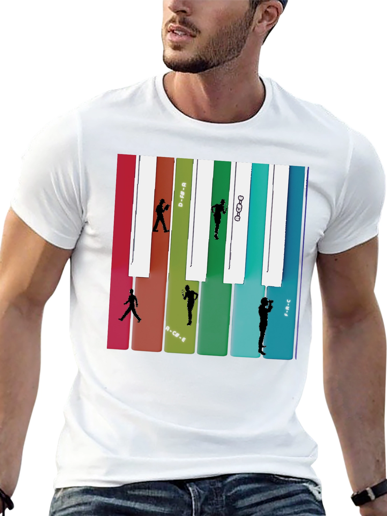 Black Music Note Piano Keys Runner T-Shirt view 13