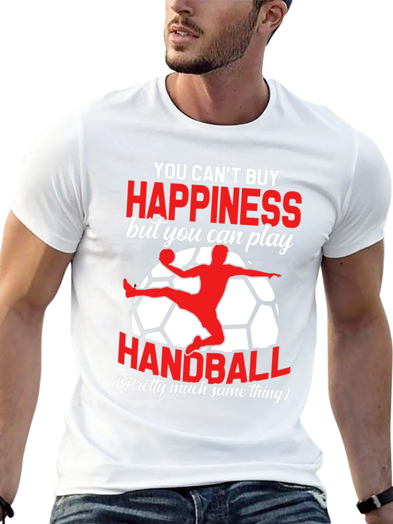 Black Funny Handball T-Shirt - Can't Buy Happiness view 13
