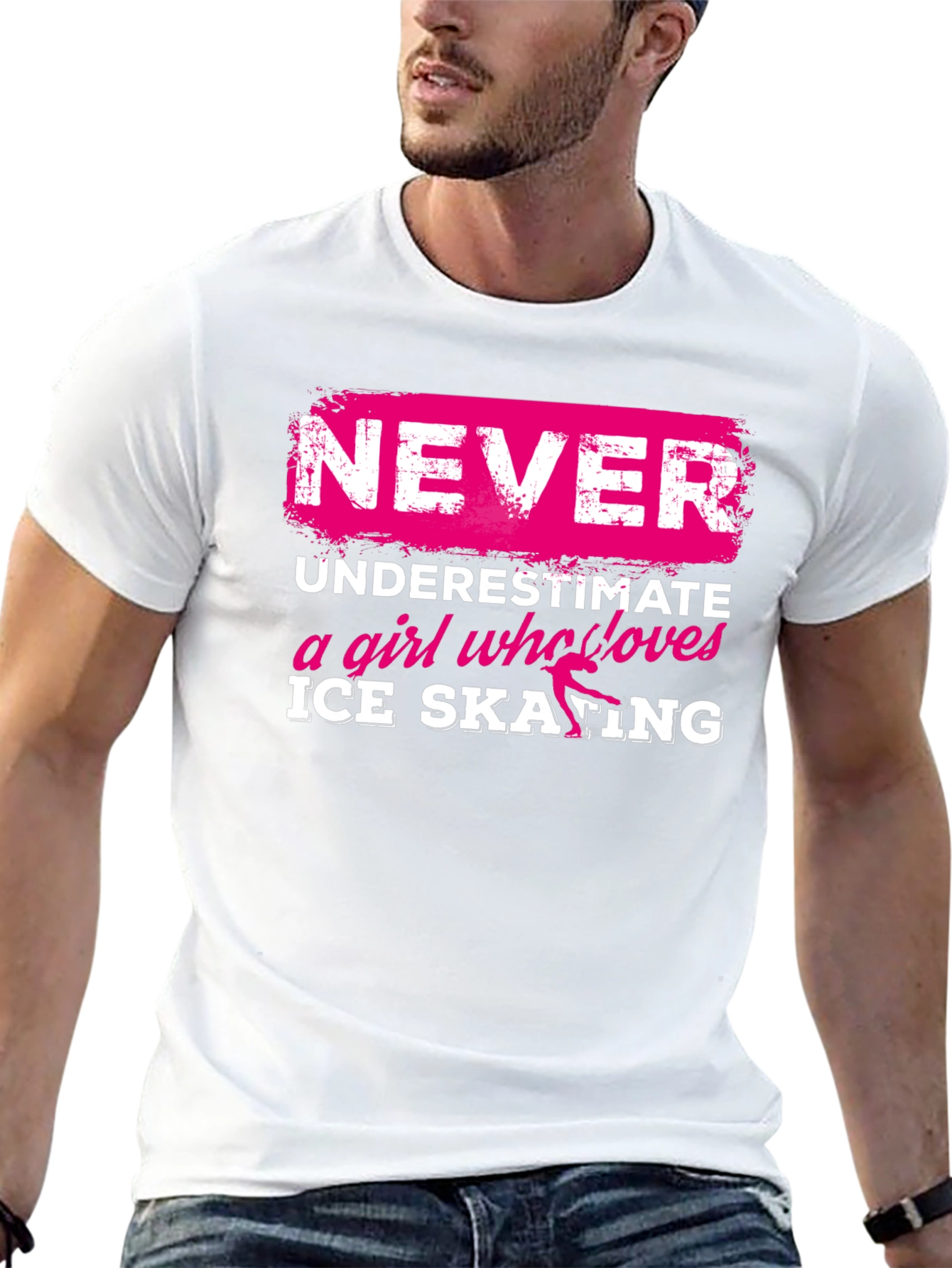 Black Never Underestimate Ice Skating Girl T-Shirt view 13