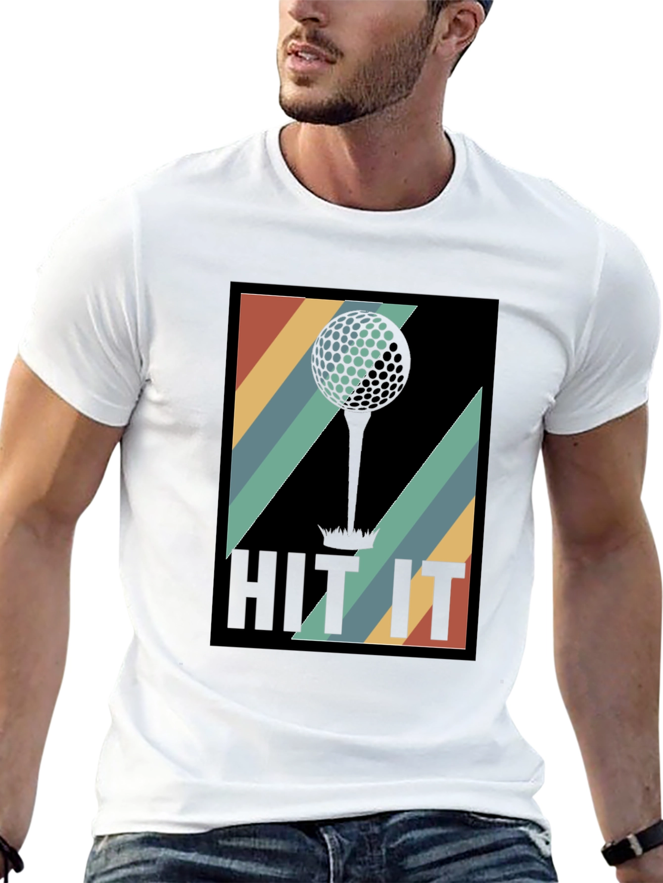 Black Retro Golf Ball Tee T-Shirt - Hit It! view 13