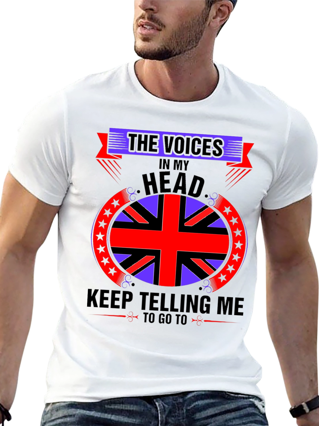 Black Voices In My Head T-Shirt, British Flag view 13