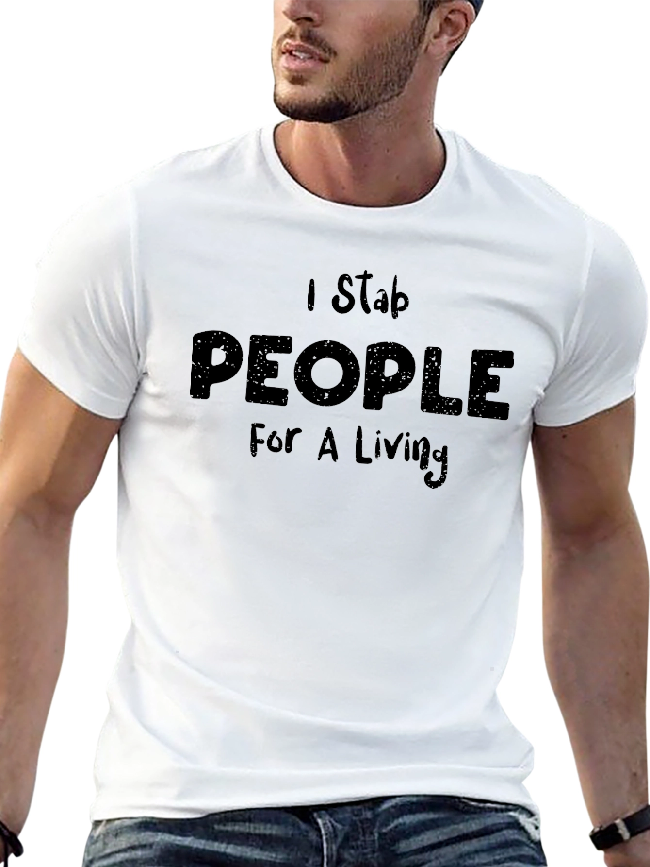 Black I Stab People For A Living Humor Tee view 13