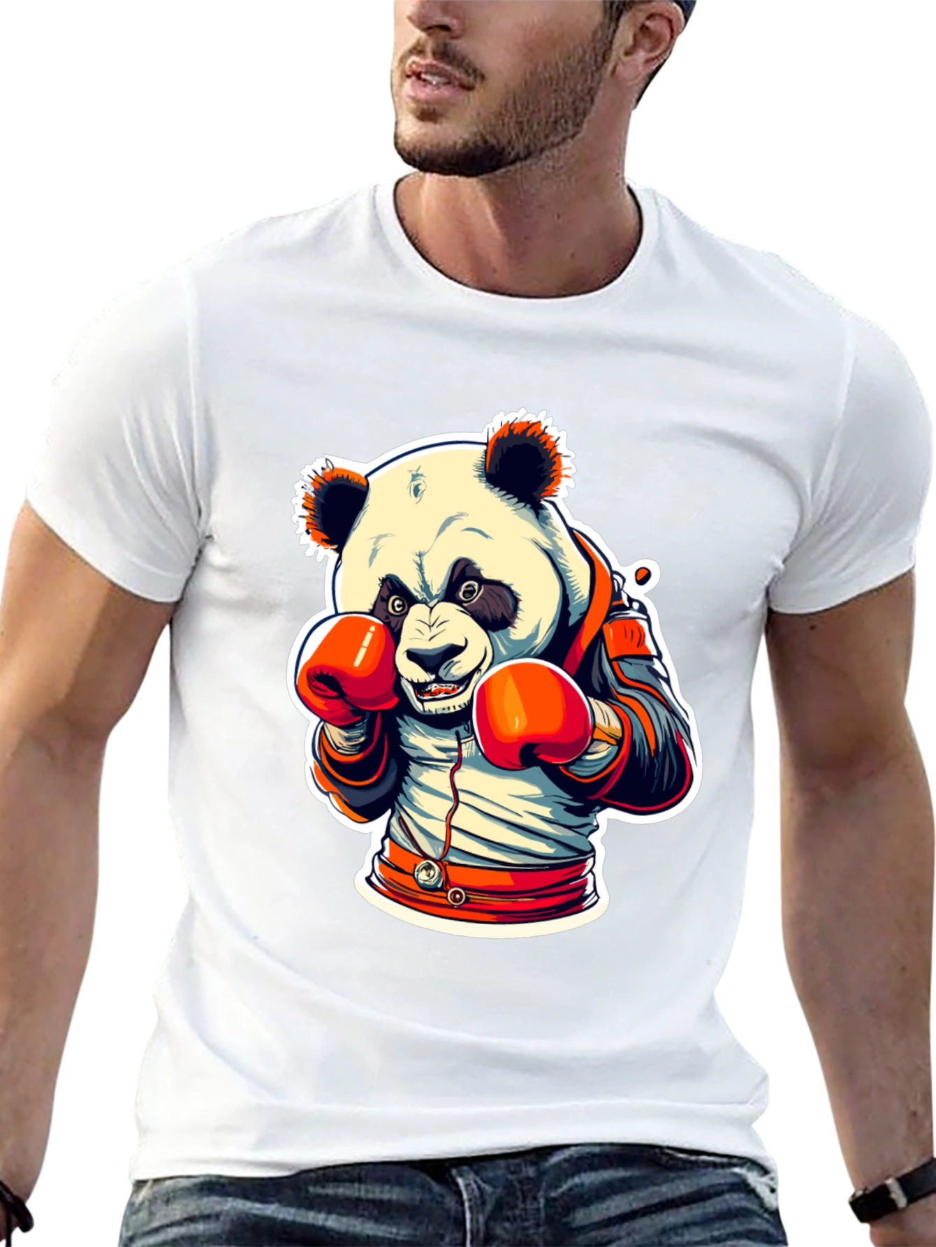 Black Panda Boxer Graphic Tee - Black Cotton Blend view 13