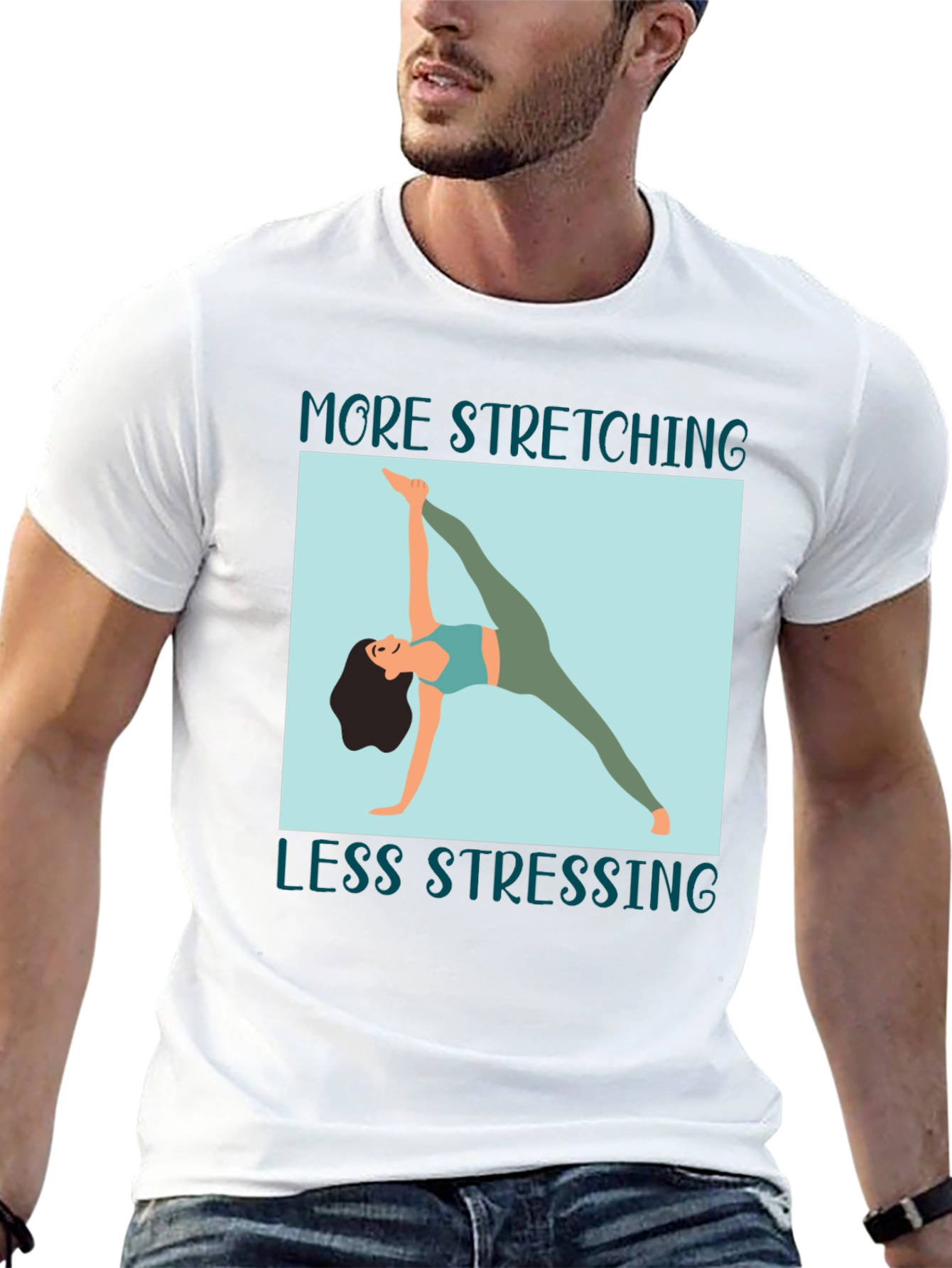 Black Stretching Graphic Tee: More Stretching, Less Stressing view 13