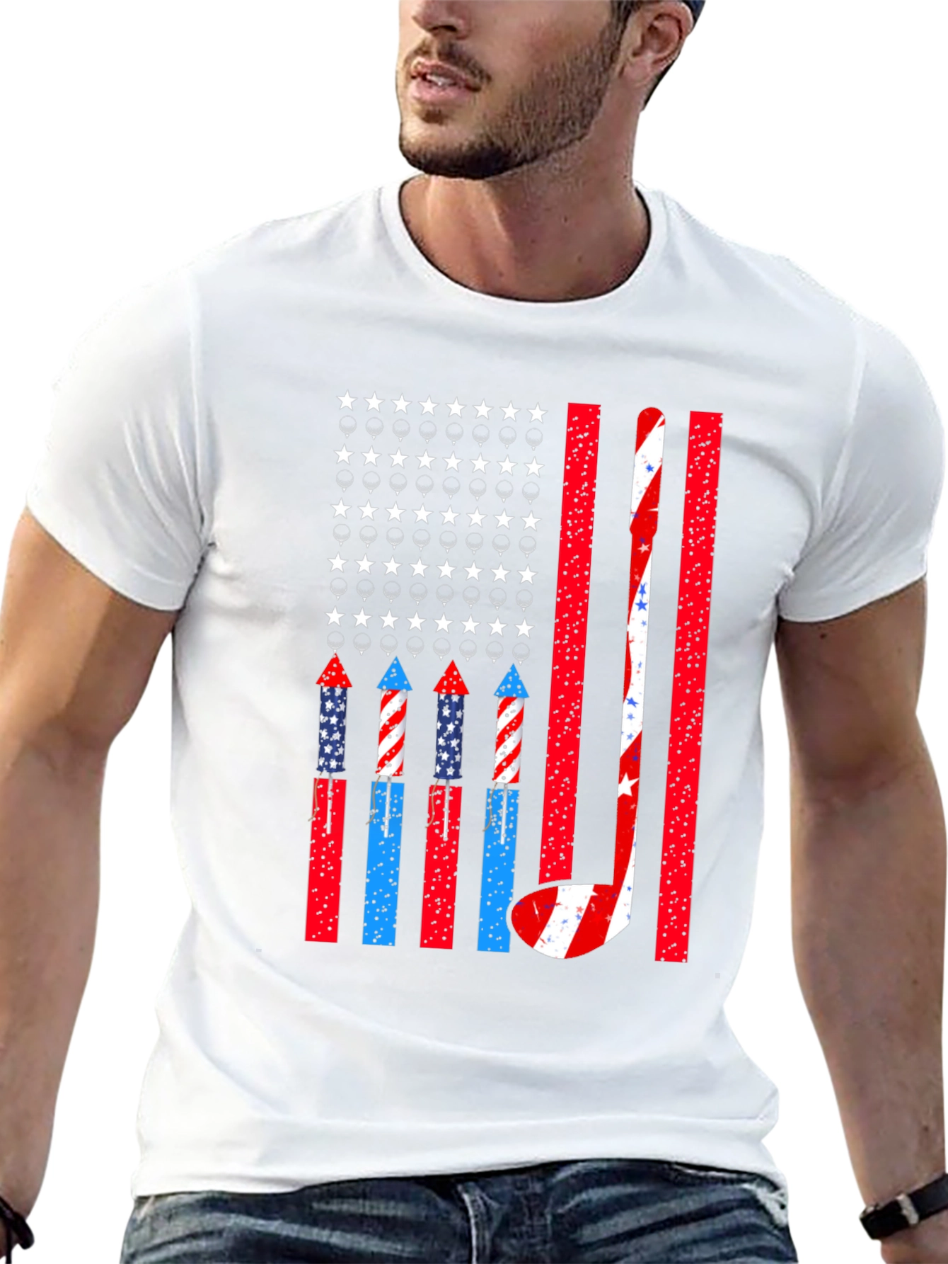 Black Patriotic Hockey USA Flag T-Shirt view 13