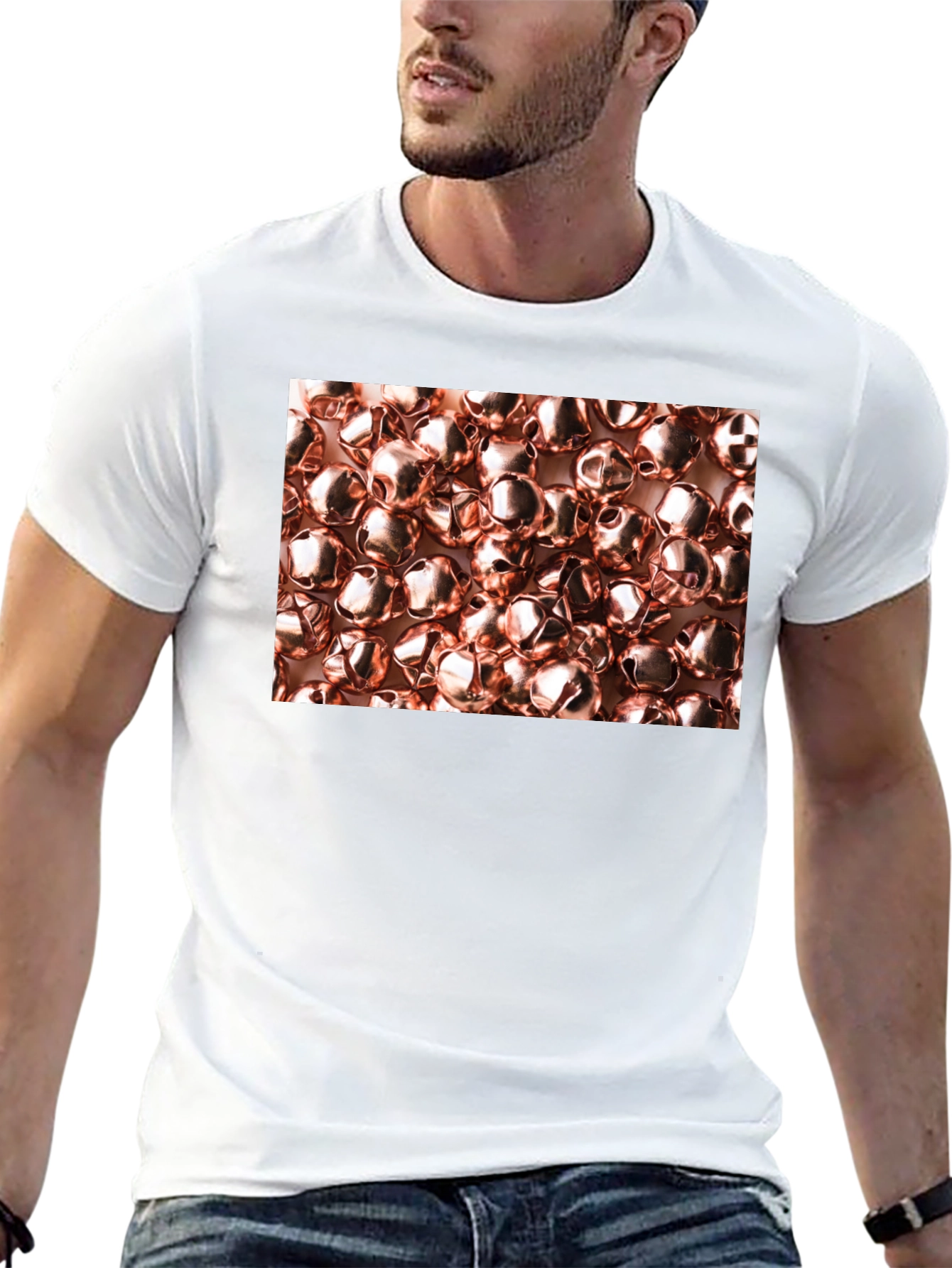 Black Novelty Bell Pattern Black T-Shirt view 13