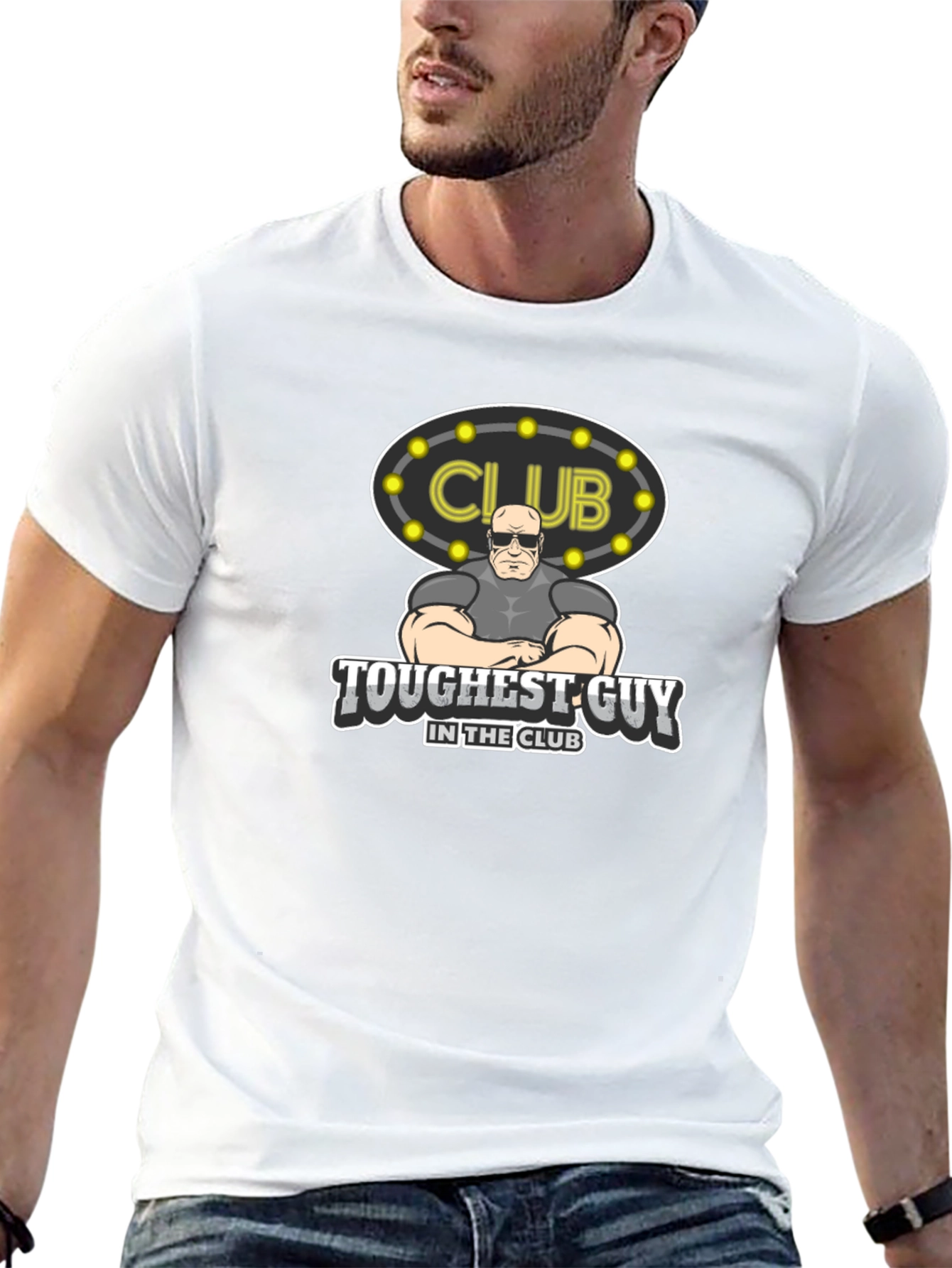 Black Toughest Guy in the Club Graphic Tee view 13