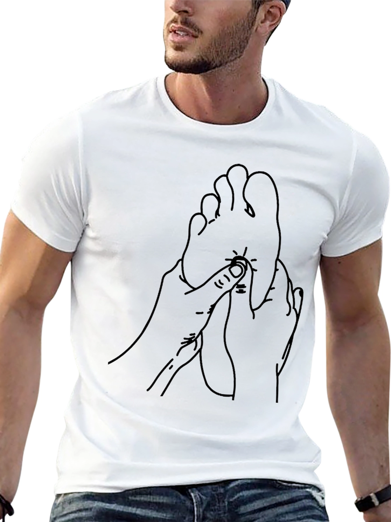 Black Black T-Shirt with Foot Massage Graphic view 13