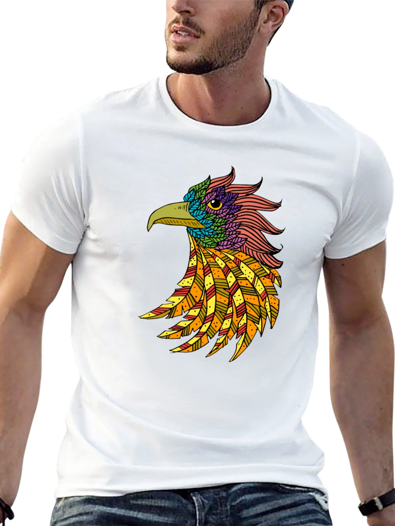 Black Cool Bird Graphic Print T-Shirt view 13