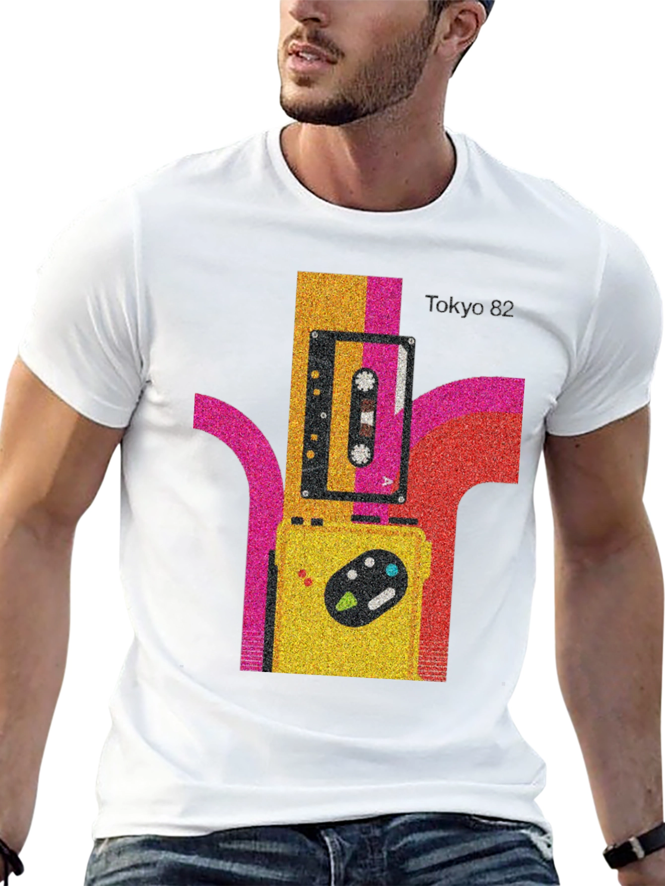Black Tokyo 82 Retro Cassette Player Graphic Tee view 13