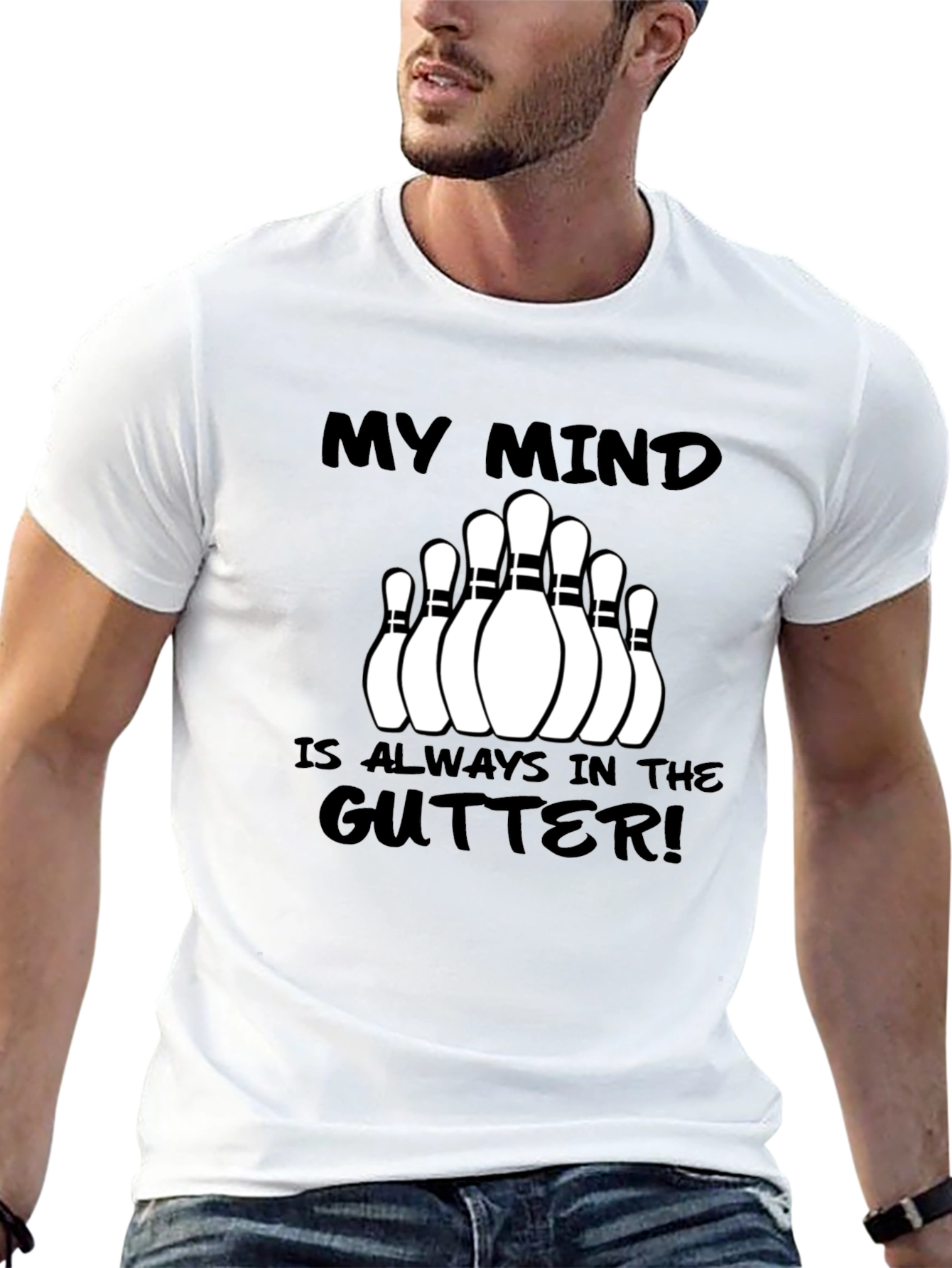 Black My Mind is Always in the Gutter Bowling T-Shirt view 13