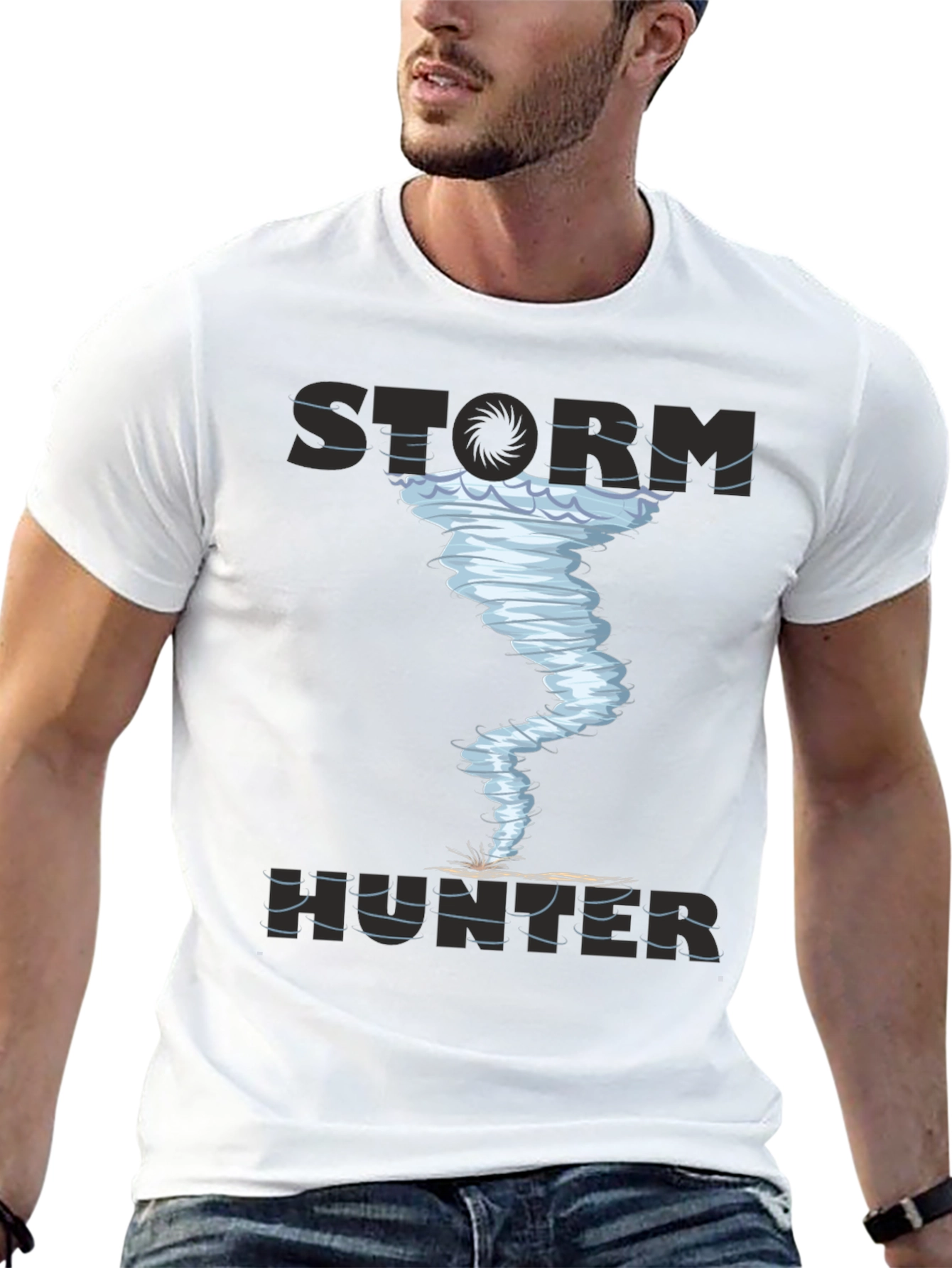Black Storm Hunter Graphic Tee - Tornado Design view 13