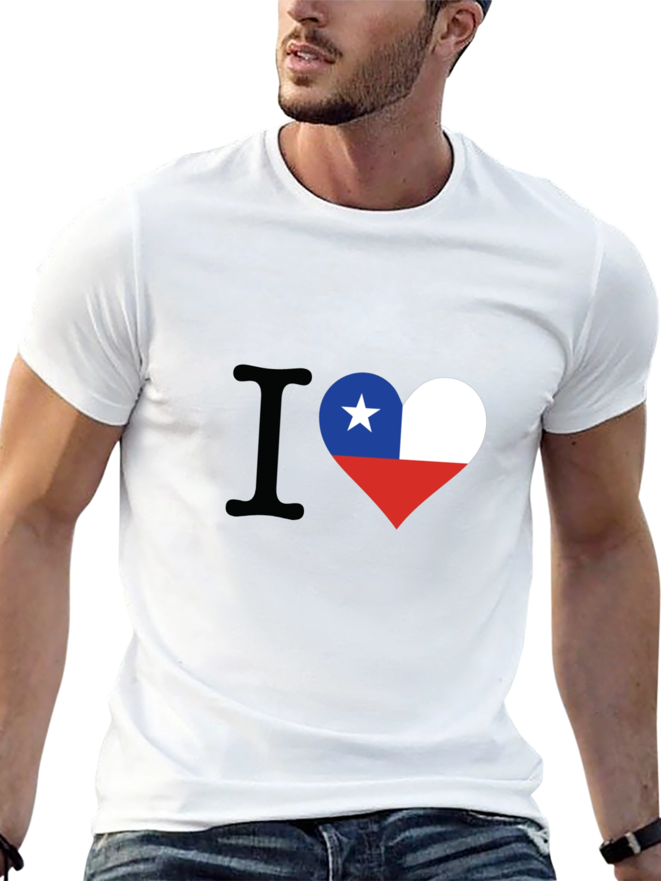 I Love Chile Heart Flag Black T-Shirt - 13