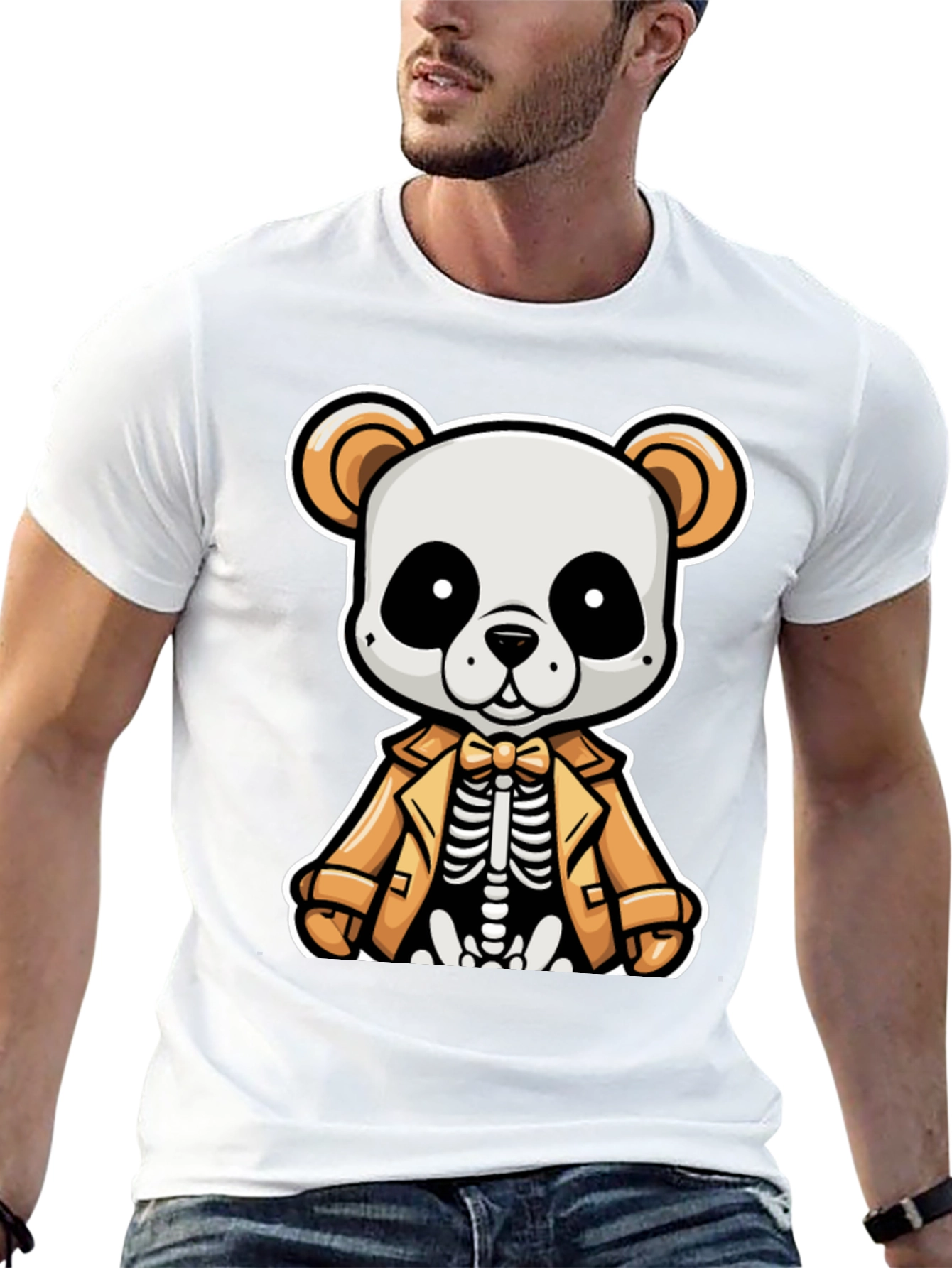 Black Panda Skeleton in Suit Graphic Tee view 13