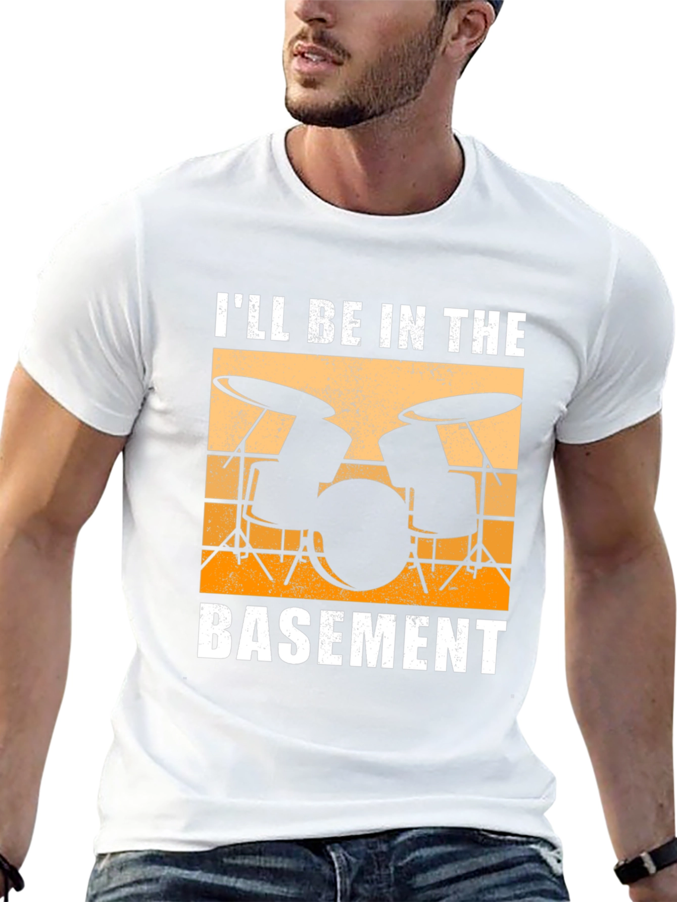 Black I'll Be In The Basement Drum Set T-Shirt view 13