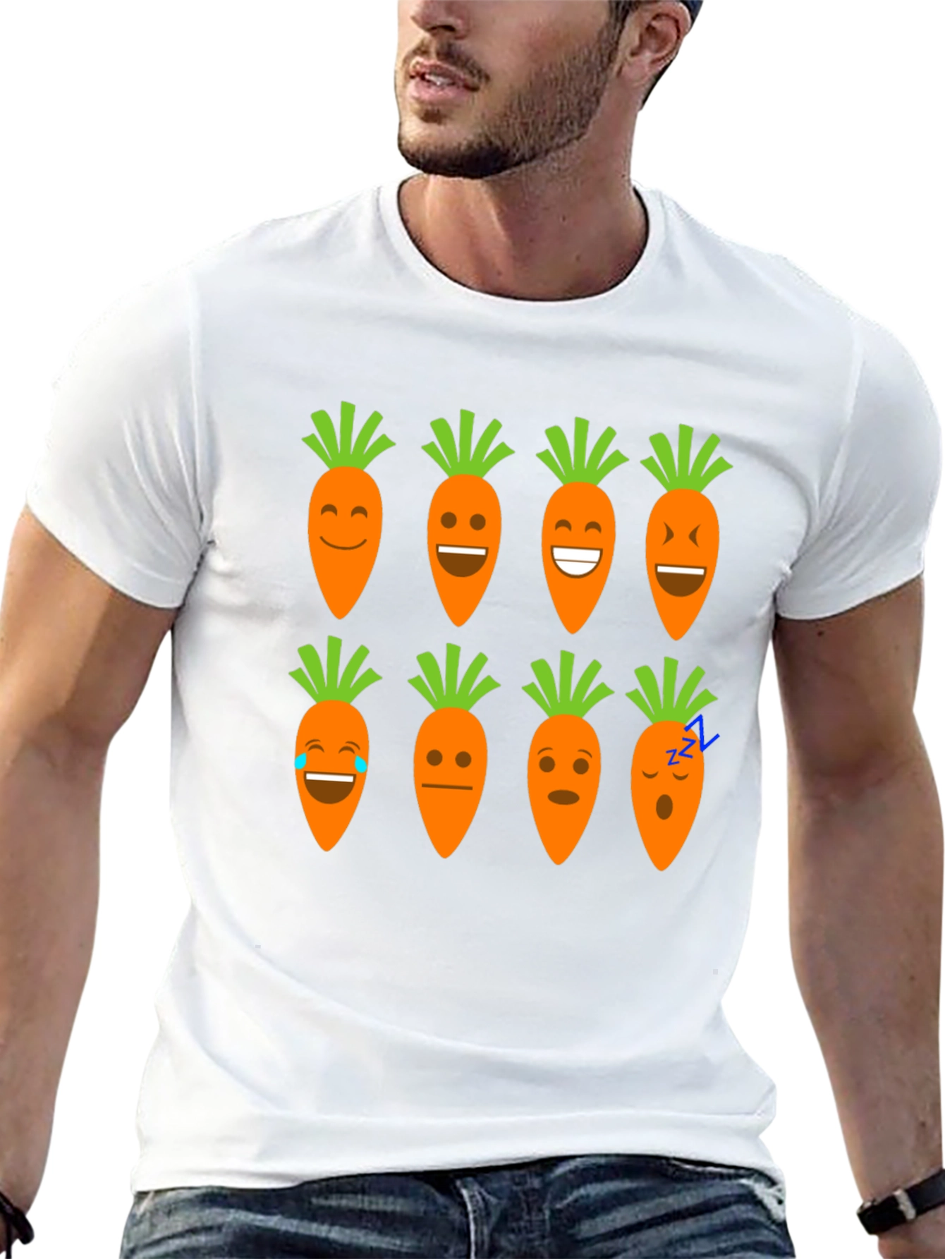 Black Funny Carrot Emoji Graphic Black T-Shirt view 13