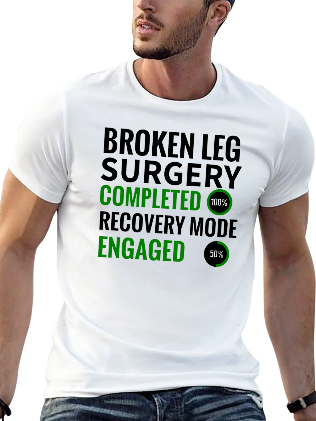 Black Broken Leg Surgery Recovery Mode T-Shirt view 13