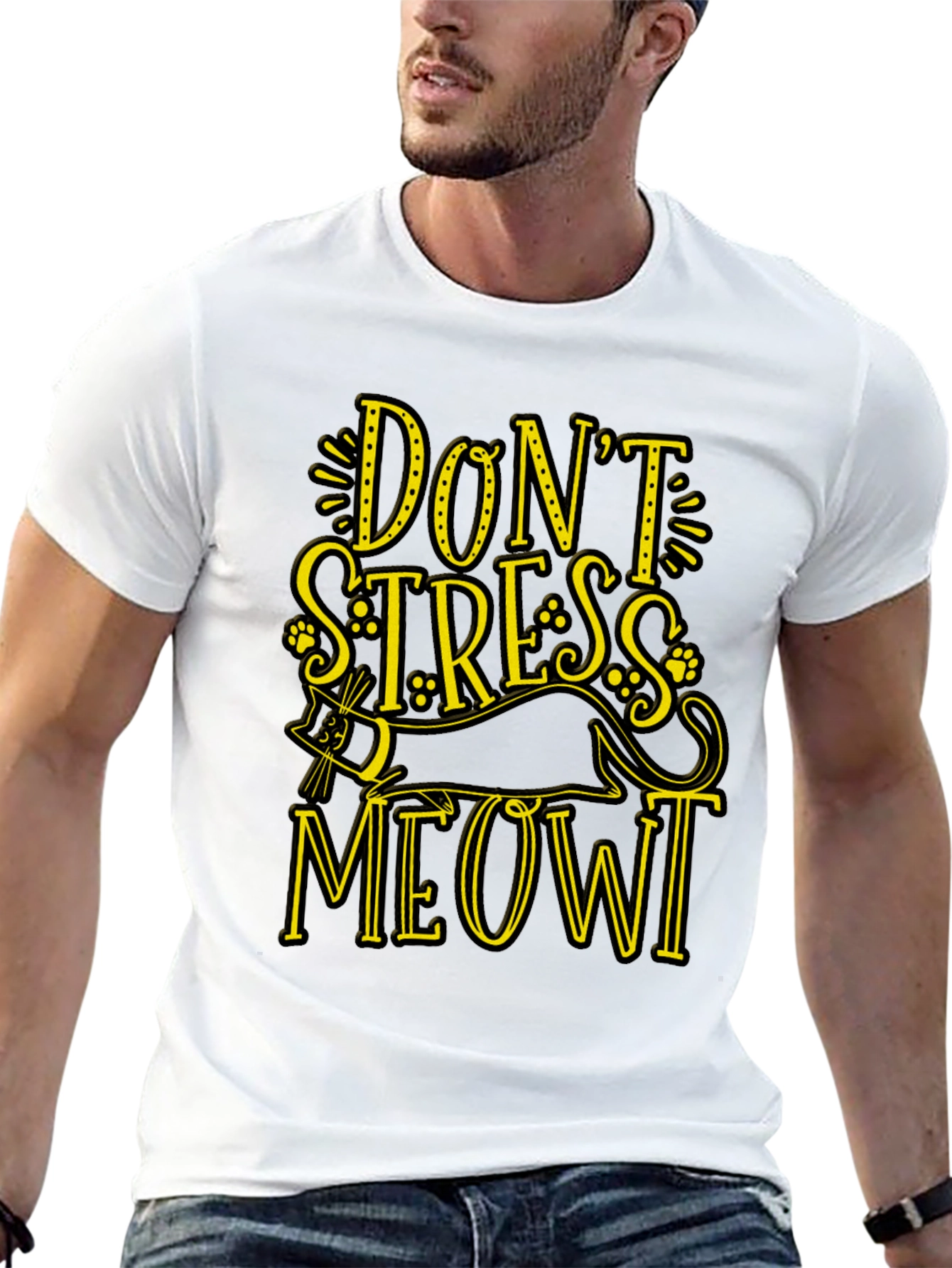 Black Don't Stress Meowt Black Graphic Tee view 13