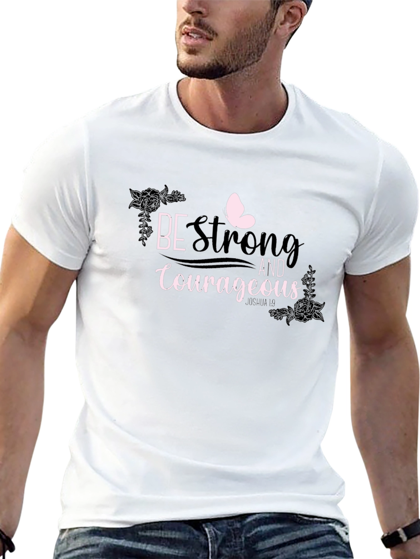 Black Be Strong and Courageous Graphic Tee view 13