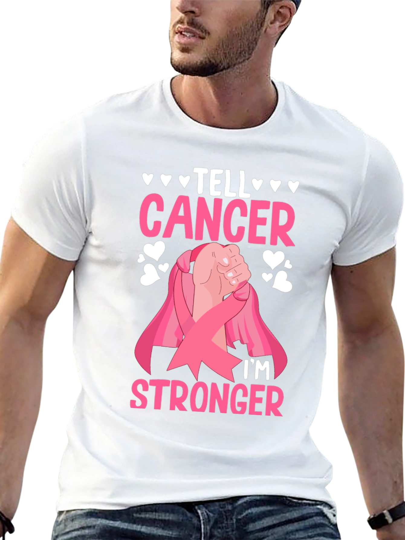 Black Tell Cancer I'm Stronger T-Shirt view 13